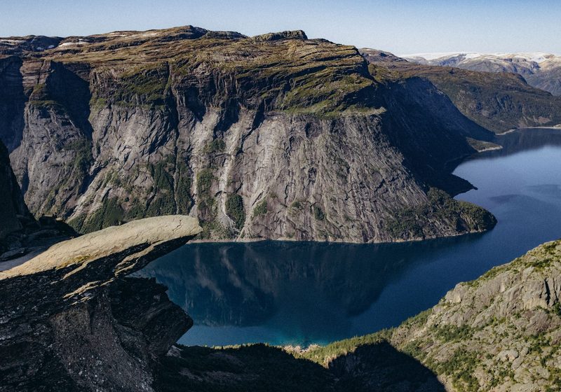 Lake Ringedalsvatnet seen from the Trolltunga cliffs