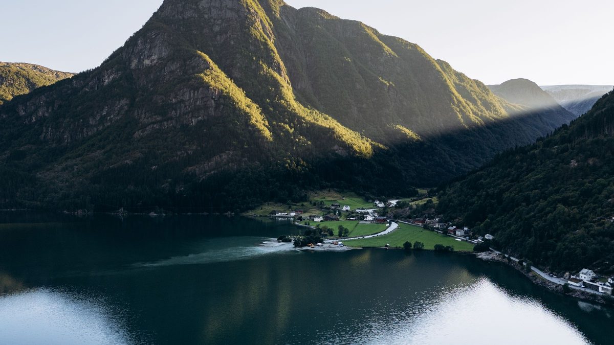 Sunrise over the mountains near Odda
