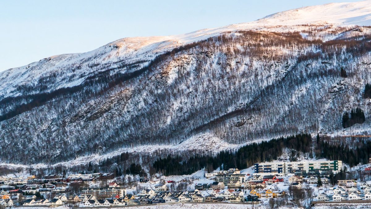 Snow-covered mountains above the Hardanger region in winter