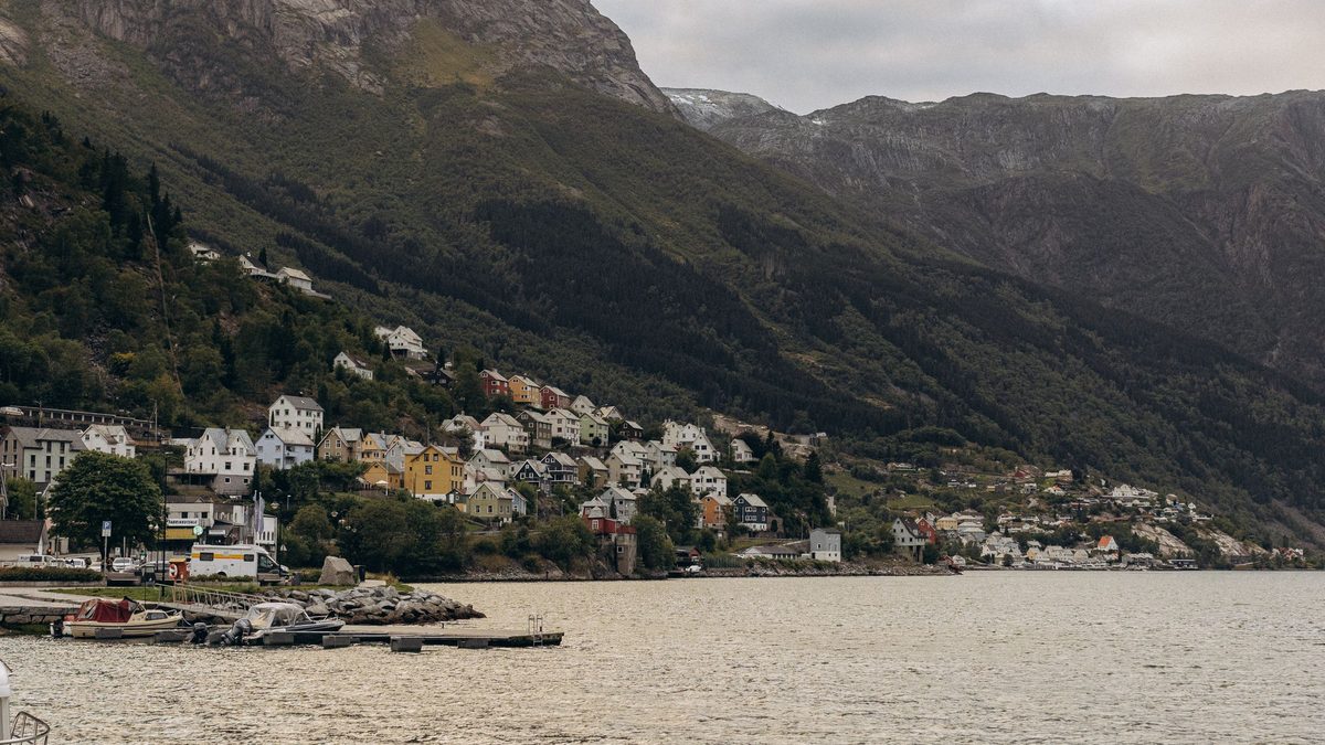 Houses beside the fjord in Odda